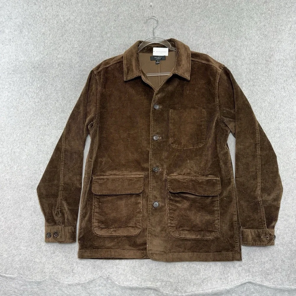 Banana Republic chore jacket Mens M Corduroy Dark Brown Coat NEW NWT Cord Preppy
